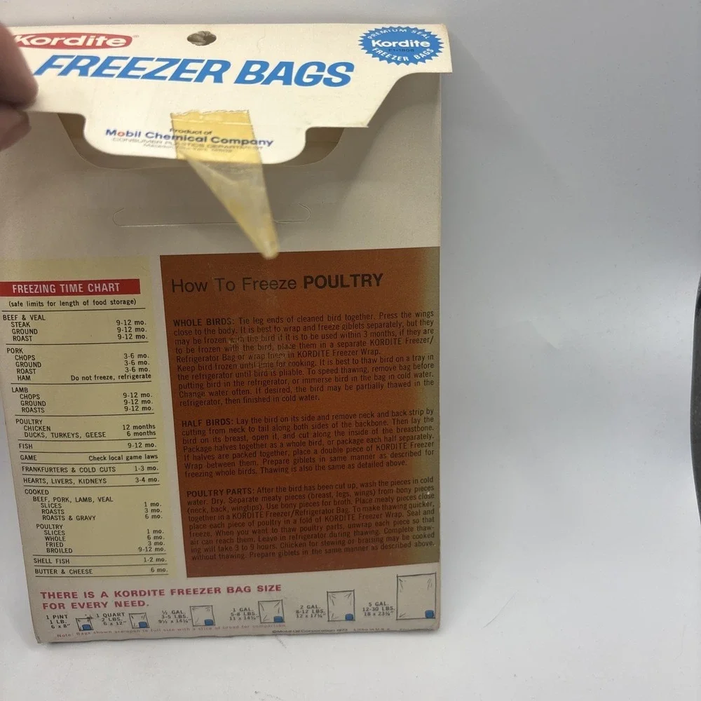 Vtg 1973 Kordite 2 Gallon 15 Ct Freezer Bags Mobil Lot of 3 NOS For Meat Prop
